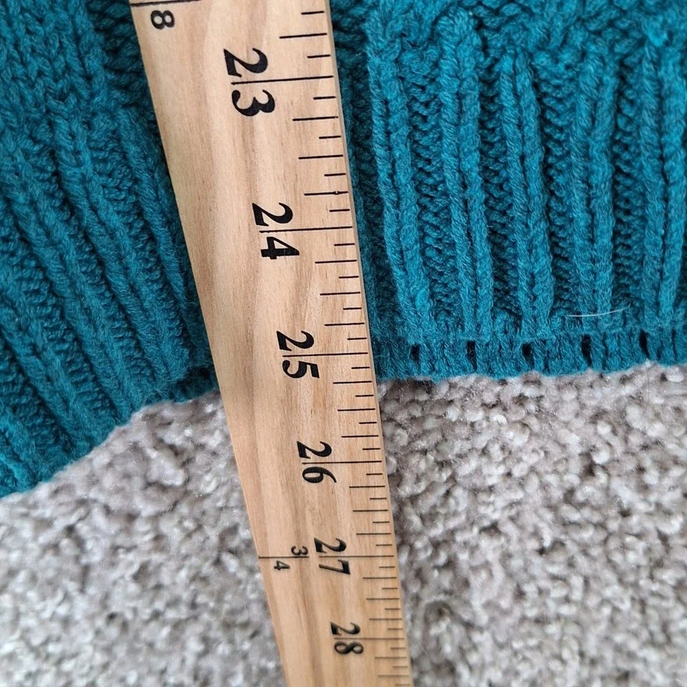 Old Navy Sweater Women M Teal Cable Knit Crew Neck Pullover Casual Preppy